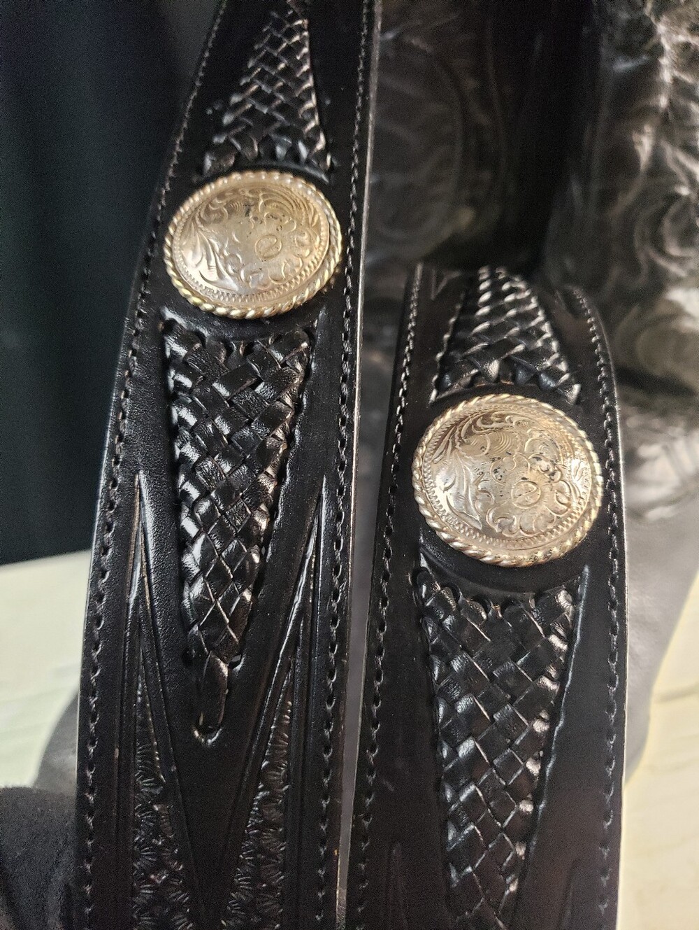 Tony Lama Cowboy Style Leather Belt style 77303 in Black - size 40 - Picture 7 of 16